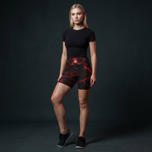 VAULTLINE | Red Fracture Women’s Yoga Shorts